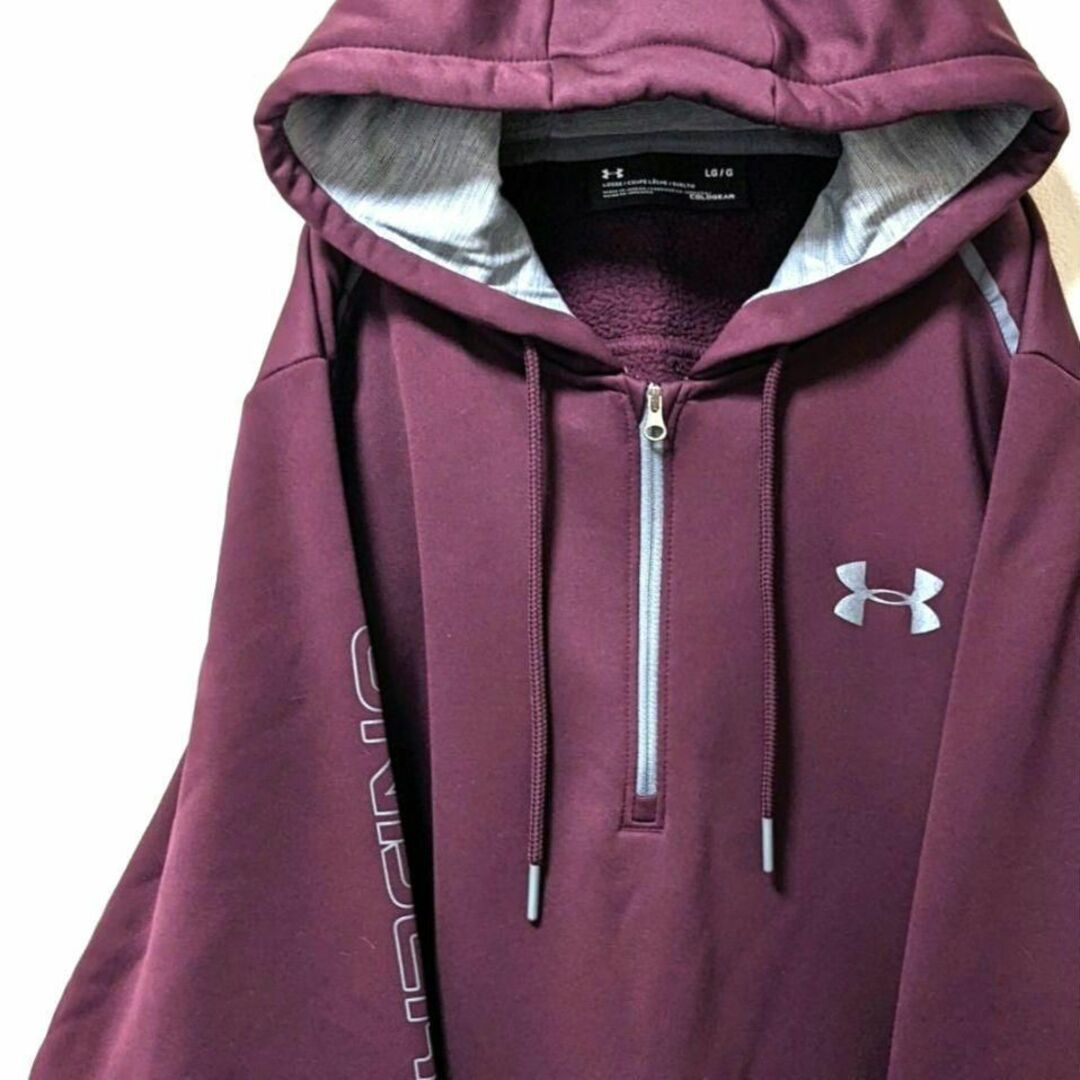 ★ビッグサイズ XXL★ UNDER ARMOUR ナイロンパーカー 黒デカロゴ