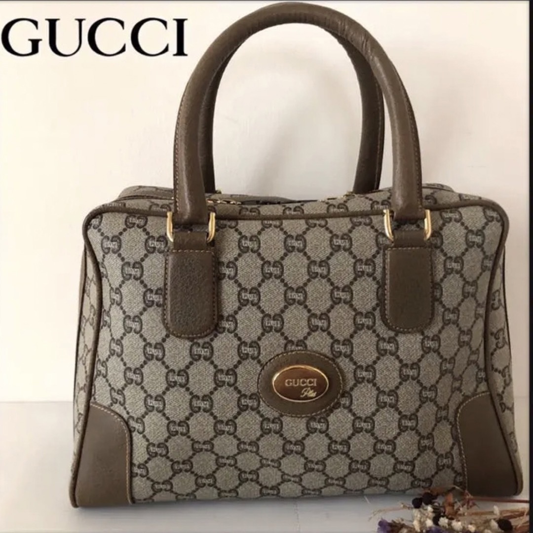 【gg柄】グッチ gucci☆ミニボストンバッグ　オールド　ggプラス　PVC | フリマアプリ ラクマ