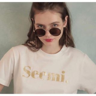 ナイスクラップ(NICE CLAUP)のseemi Tシャツ ベージュ×ゴールド(Tシャツ/カットソー(半袖/袖なし))