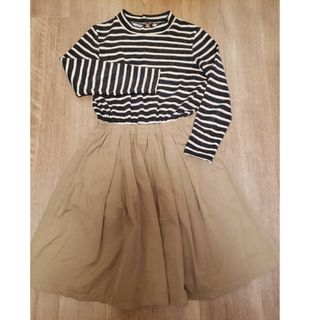 ザラ(ZARA)のドッキングワンピース　ベージュカーキ　ボーダーニット(ひざ丈ワンピース)