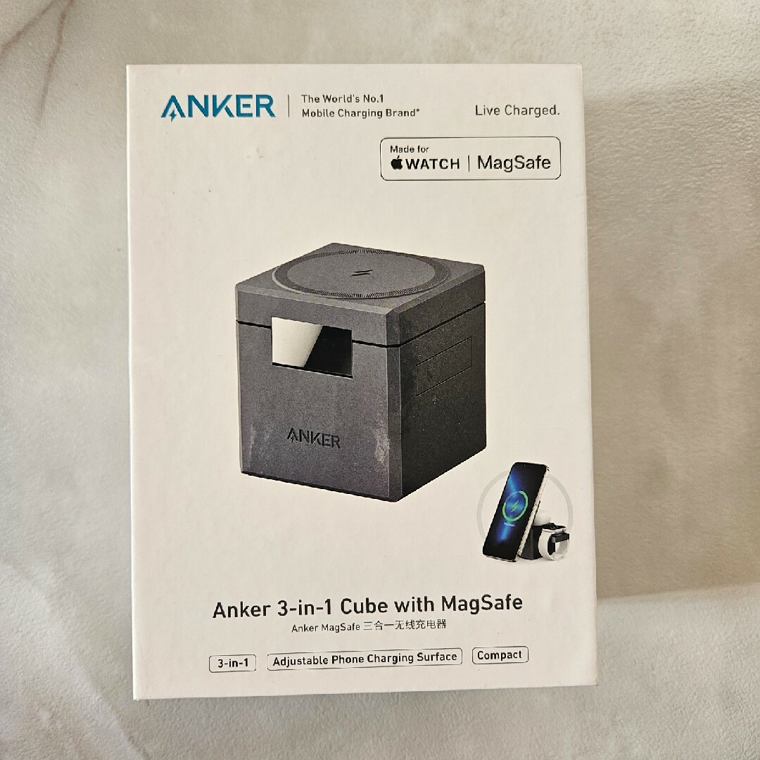 ANKER 3-in-1 Cube with MagSafe スマホ/家電/カメラのスマートフォン/携帯電話(バッテリー/充電器)の商品写真