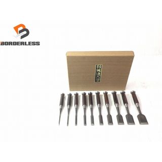 ☆美品☆叩鑿 越孝 別誂追入鑿 10本組鑿 黒丹柄 左官道具 宮大工 ☆美品☆叩鑿 越孝 別誂追入鑿 10本組鑿 黒丹柄 左官道具 宮大工