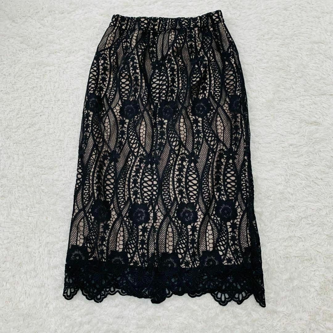 極美品✨グレースコンチネンタル タイトスカート 総レース ブラック 38-