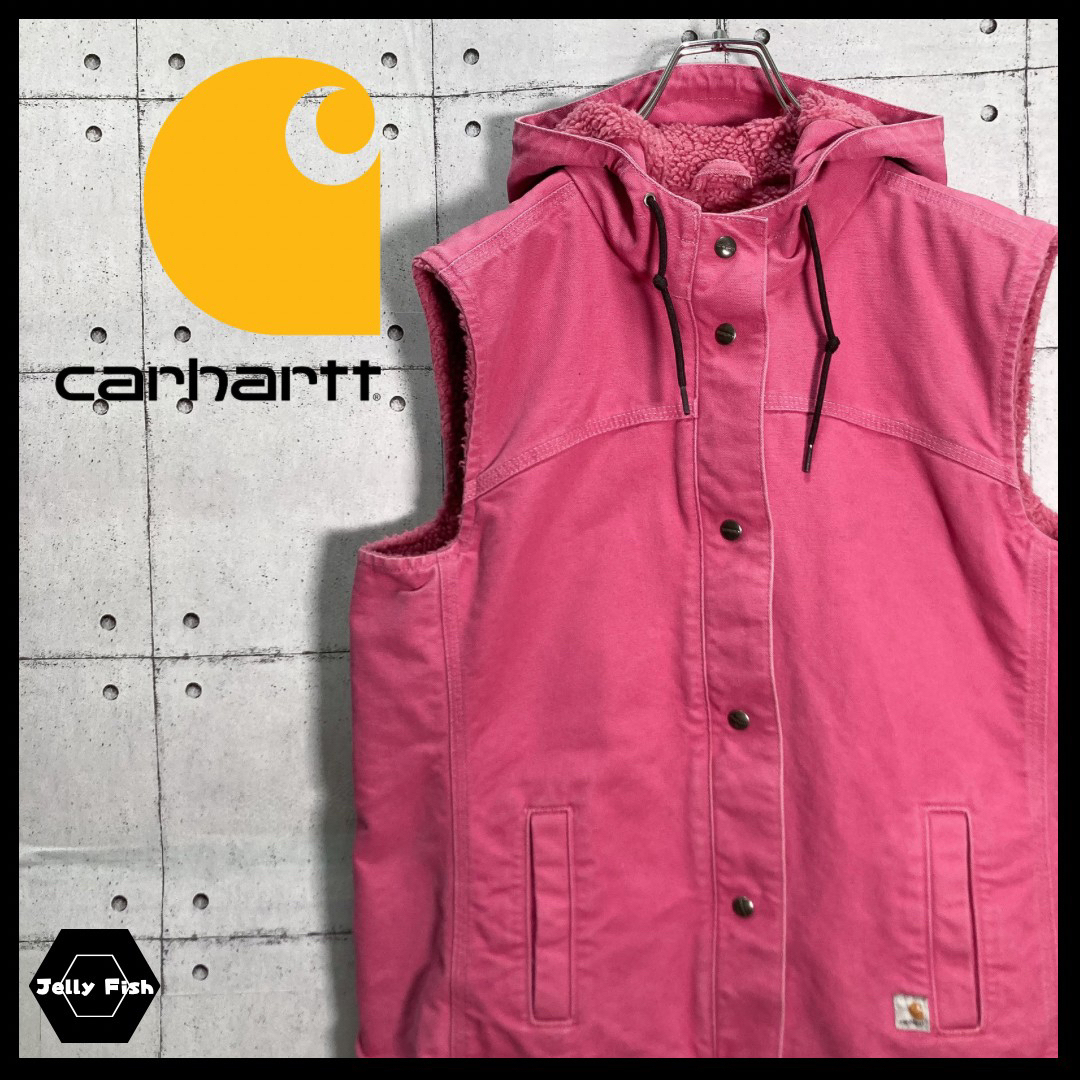 【レアデザイン】carhartt/カーハート コットンダックベスト フーディ L