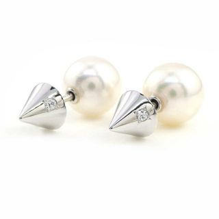 タサキ(TASAKI)のタサキ 田崎真珠 TASAKI ピアス リファインドリベリオン アコヤパール 7.7mm E-3699-18KWG ダイヤモンド 0.01ct ダイヤモンド 0.01ct K18WG 【中古】(ピアス)