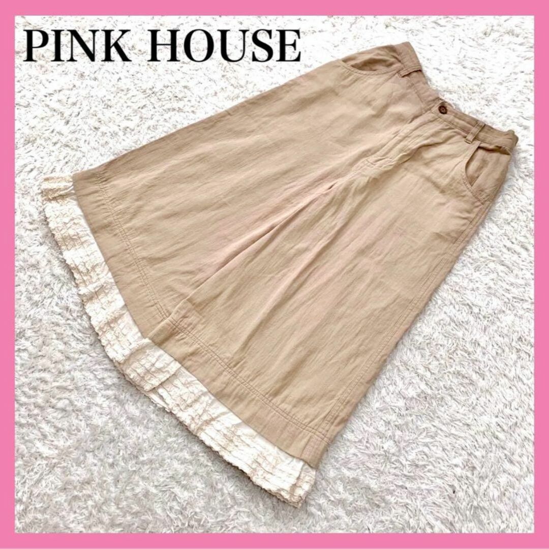 PINK HOUSE(ピンクハウス)のピンクハウス クロップドパンツ レース ベージュ M レディースのパンツ(カジュアルパンツ)の商品写真