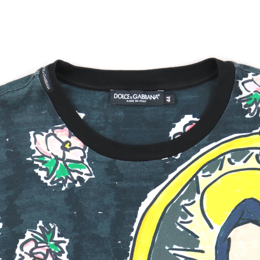 美品 ドルチェアンドガッバーナ マリア DGキング 花柄 プリント 半袖Ｔシャツ メンズ マルチ 44 コットン DOLCE&GABBANA