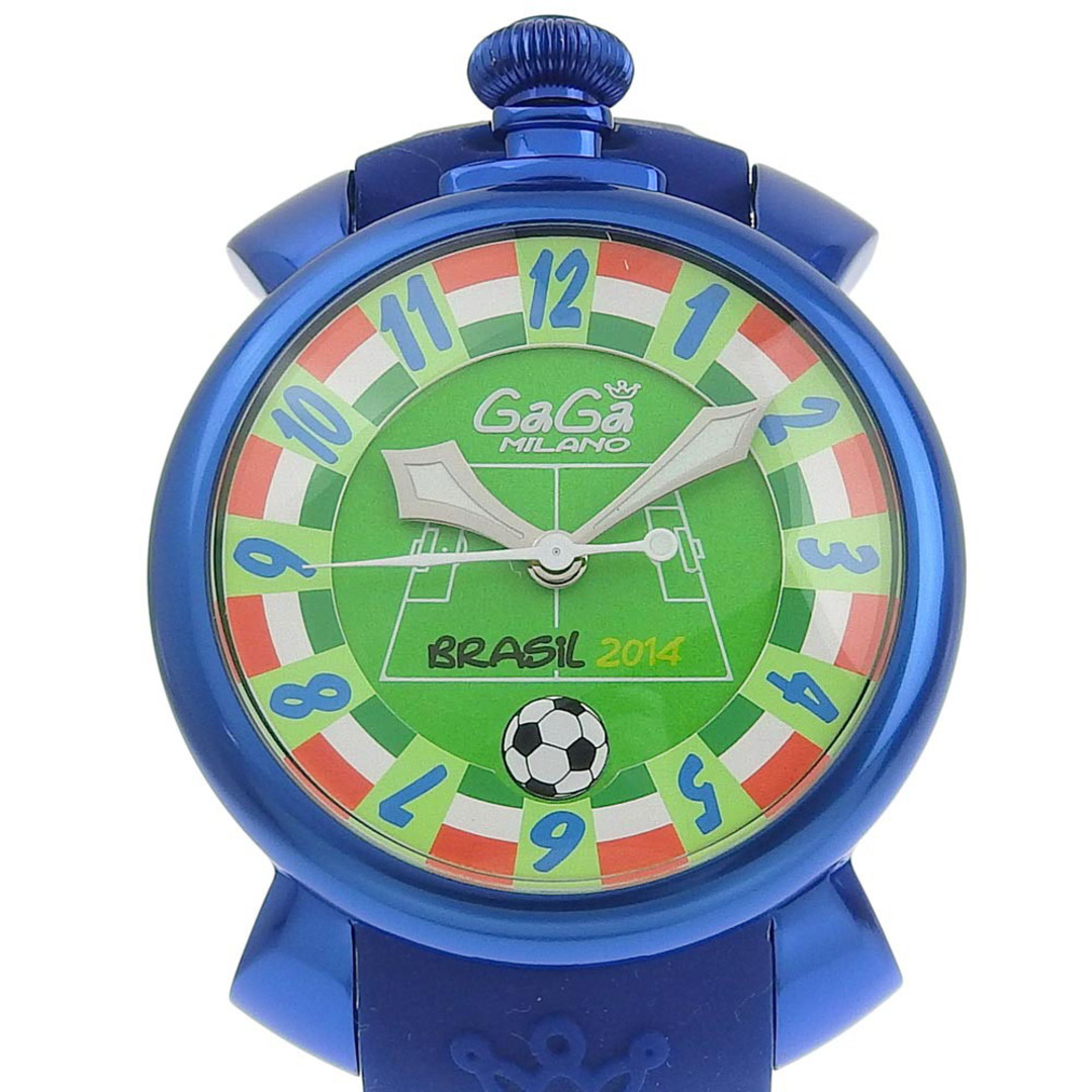 【美品】ガガミラノ　gagamilano スカル　青　ラバーベルト