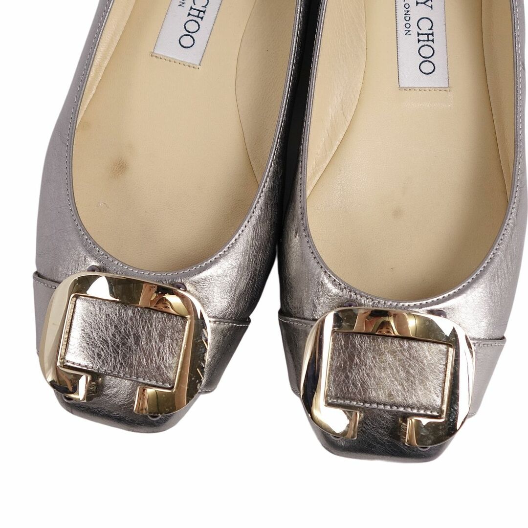 JIMMY CHOO(ジミーチュウ)のジミーチュウ JIMMY CHOO パンプス フラットパンプス ゴールド金具 カーフレザー シューズ レディース 36.5(23.5cm相当) シルバー レディースの靴/シューズ(ハイヒール/パンプス)の商品写真