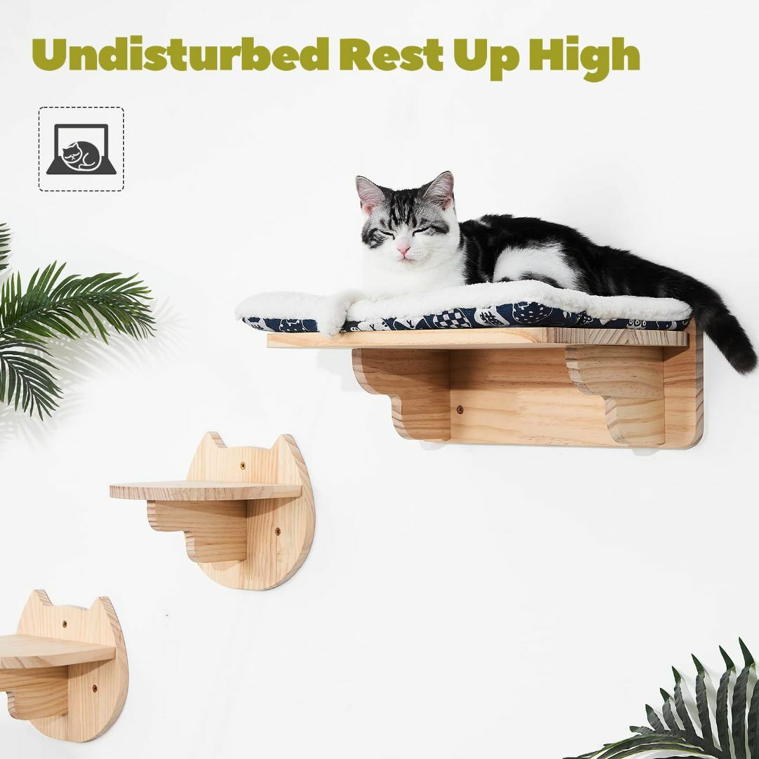 猫 壁取り付け棚 ステップ - 猫 壁 止まり木 家具 遊び 階段 クライマー