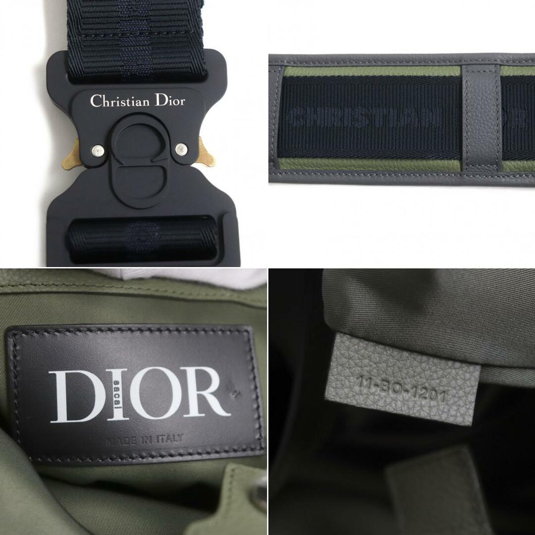 極美品▼DIOR×SACAI ディオールオム×サカイ 1ADSH198USF ロゴ金具 ナイロン×レザー 2WAY サドルトートバッグ カーキ 伊製 メンズ 袋付