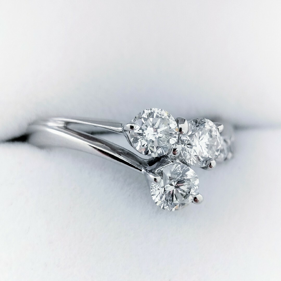 トリロジー ダイヤモンド ウェーブ リング K18WG 1.00ct 3.7g | yoshi