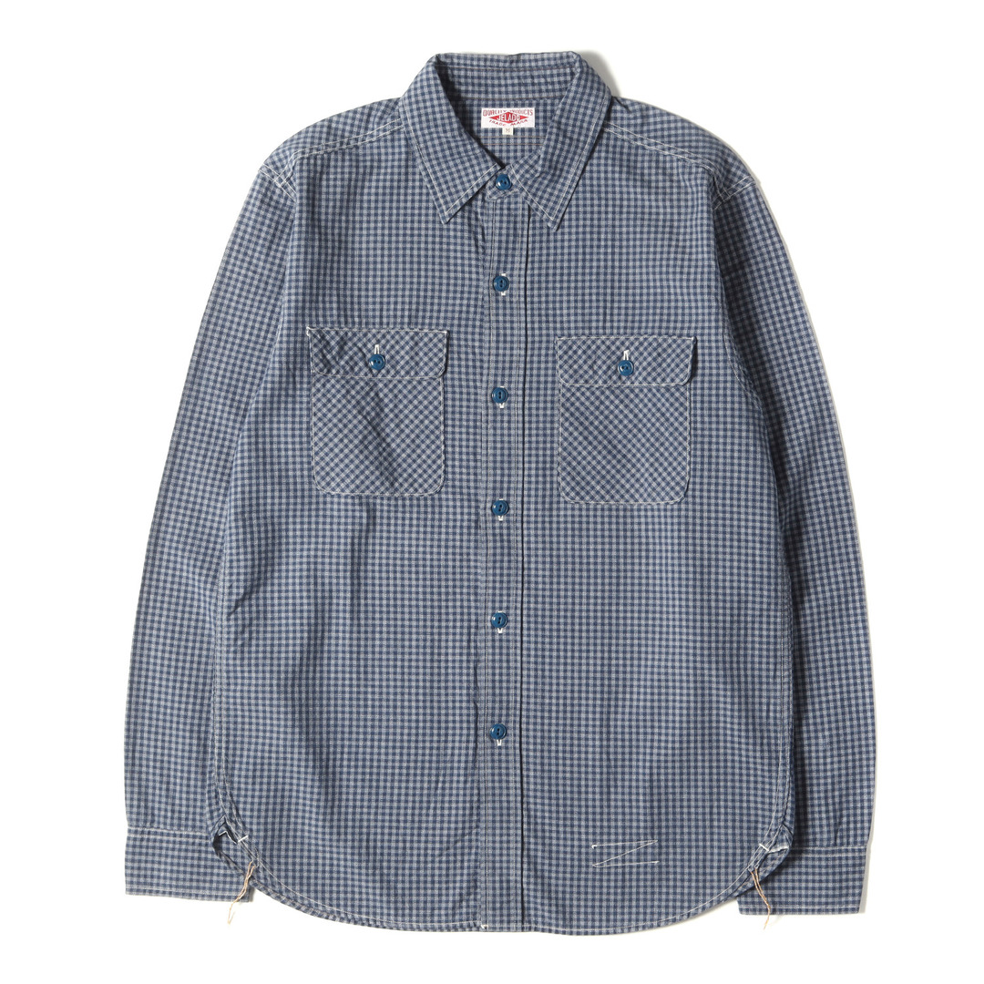 JELADO ジェラード シャツ サイズ:M 22SS 杢インディゴ ギンガム チェック ワークシャツ Unionworkers Shirt インディゴ トップス カジュアルシャツ 長袖 【メンズ】