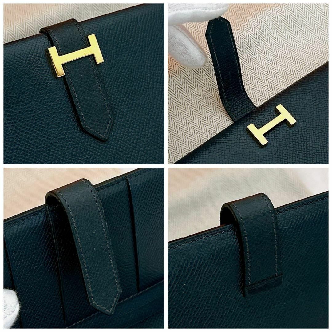 エルメス 長財布 ベアン クラシック ブルーインディゴ ゴールド金具-