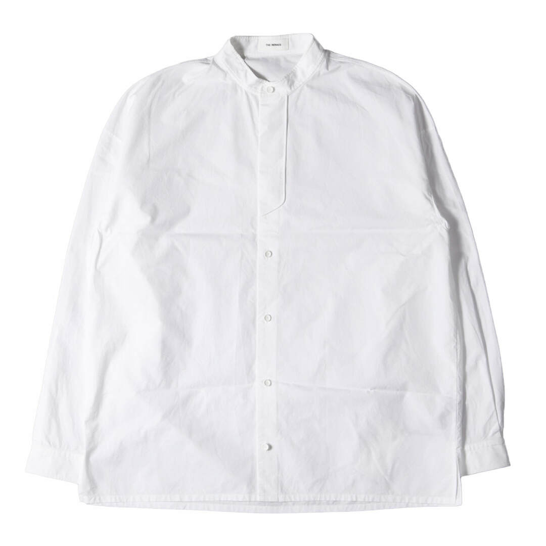 THE RERACS ザ リラクス シャツ サイズ:46 22AW スタンドカラー プラケット 長袖 シャツ VINTAGE FINX COTTON THE PLACKET SHIRT 22FW-REBL-314 比翼仕立て ビッグ オーバー サイズ シルエット ホワイト 白 トップス カジュアルシャツ  【メンズ】