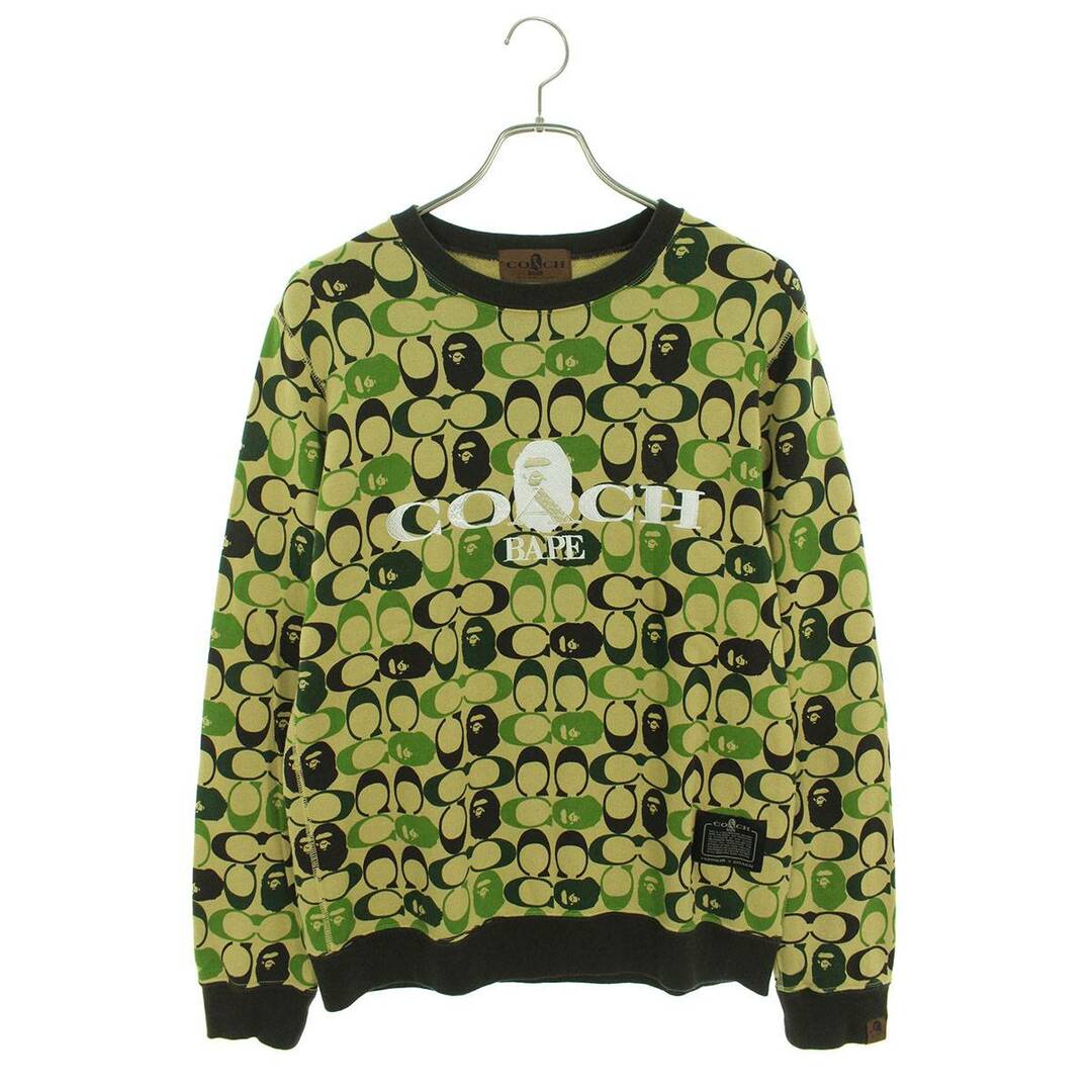 コーチ ×アベイシングエイプ A BATHING APE  001SWG232901X ロゴ刺繍モノグラムサル総柄スウェット メンズ S