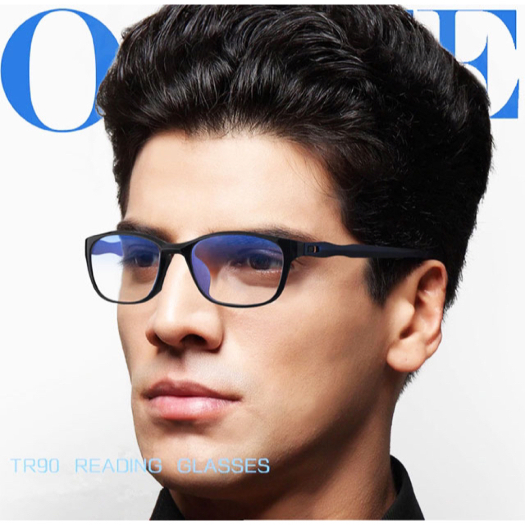 アウトレット 艶消 黒紺 10 老眼鏡 ブルーライトカット PCメガネ 男女兼用 メンズのファッション小物(サングラス/メガネ)の商品写真
