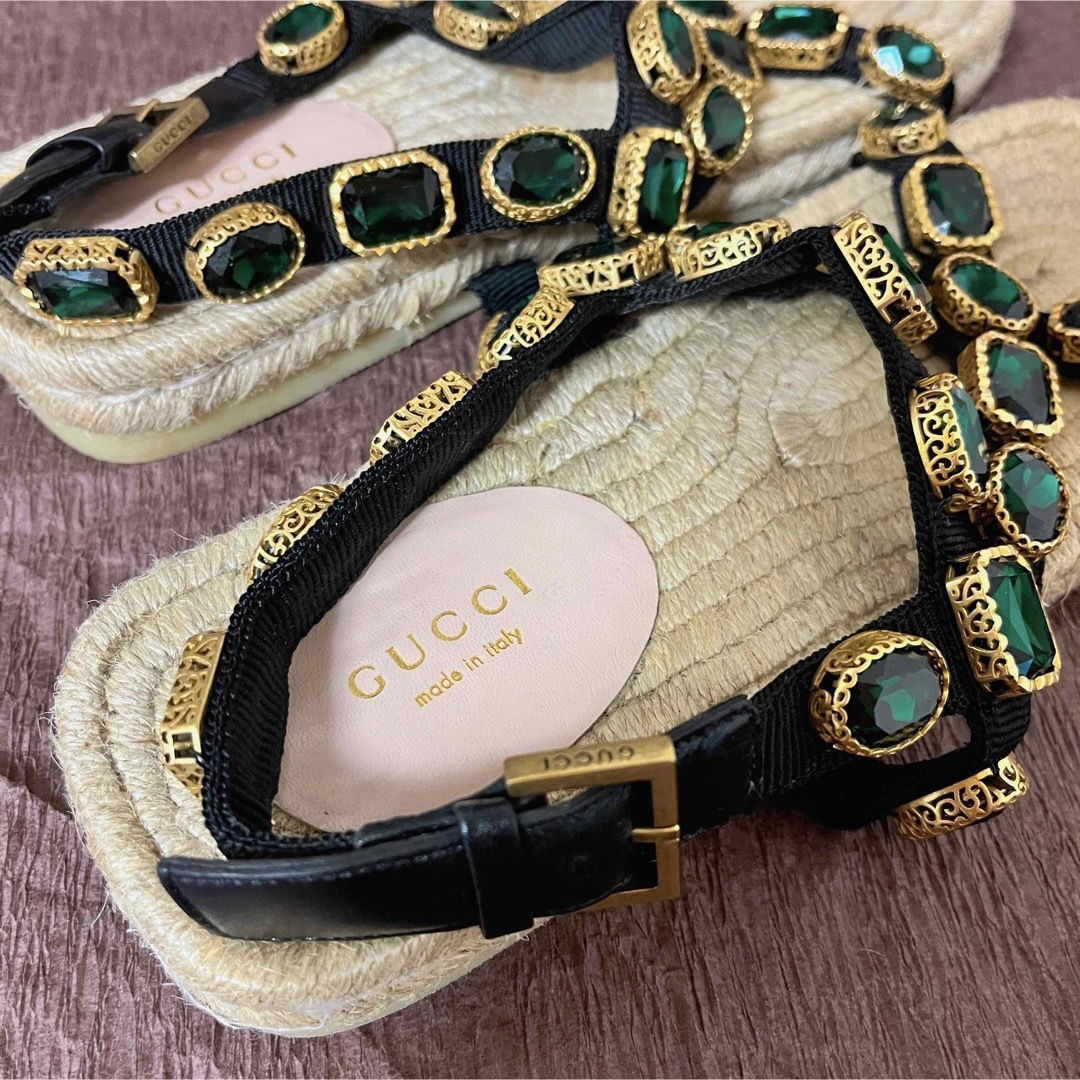 Gucci(グッチ)のGUCCI グッチ　ミケーレ クリスタルビジューエスパドリーユサンダル レディースの靴/シューズ(サンダル)の商品写真