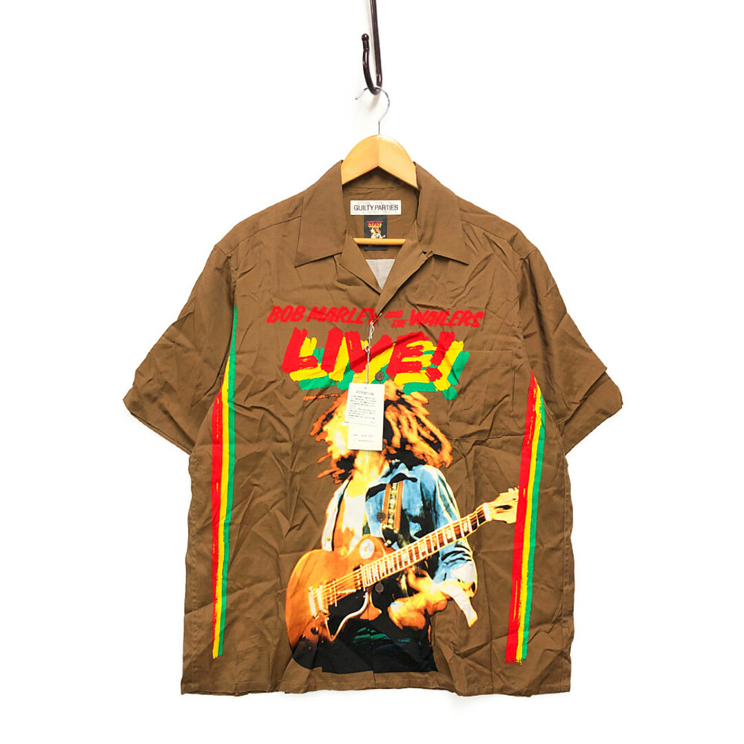 WACKO MARIA ワコマリア BOB MARLEY ボブマーリー アロハ ハワイアン 半袖シャツ ブラウン サイズL 正規品 / 31868約48cm着丈