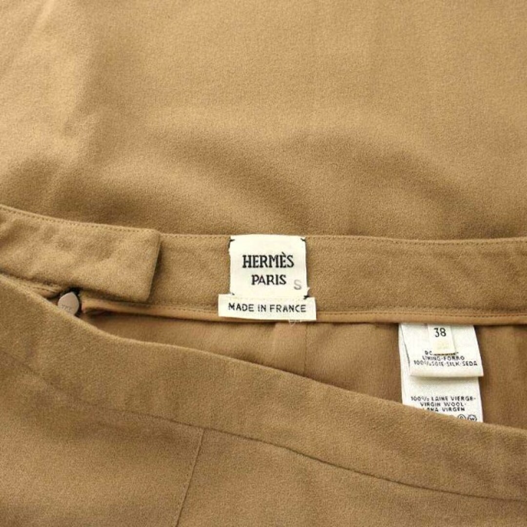 Hermes(エルメス)のエルメス フレアスカート ロング ミモレ ウール 絹 シルク 38 M ベージュ レディースのスカート(ロングスカート)の商品写真