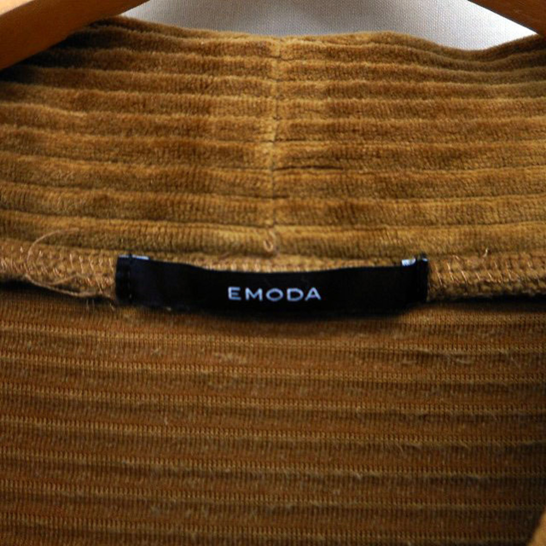 EMODA(エモダ)のエモダ カットソー コーデュロイ モックネック オーバーサイズ 長袖 F 茶  レディースのトップス(カットソー(長袖/七分))の商品写真