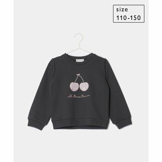 ロペピクニック(Rope' Picnic)の【チャコール（06）】【KIDS】ビーズ入りさくらんぼトレーナー(Tシャツ/カットソー)