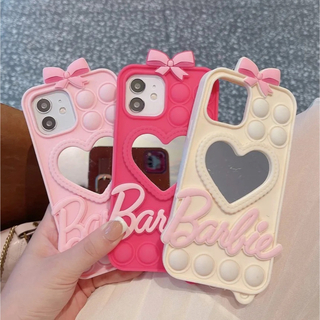 バービー(Barbie)のiPhone14/13ケース ミラー付　バービー Barbie ピンク　韓国(iPhoneケース)