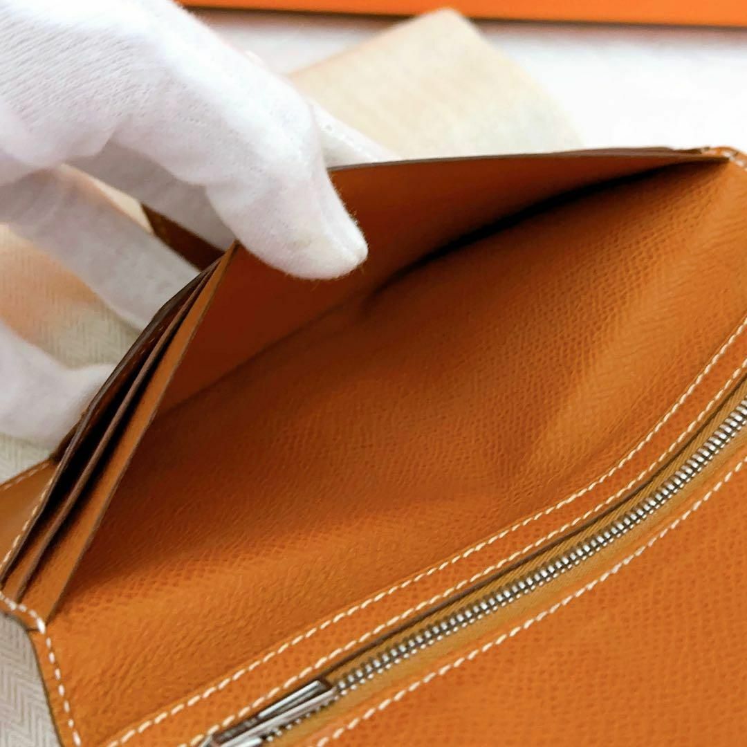 極美品】エルメス 長財布 ベアン クラシック ゴールド ブラウン