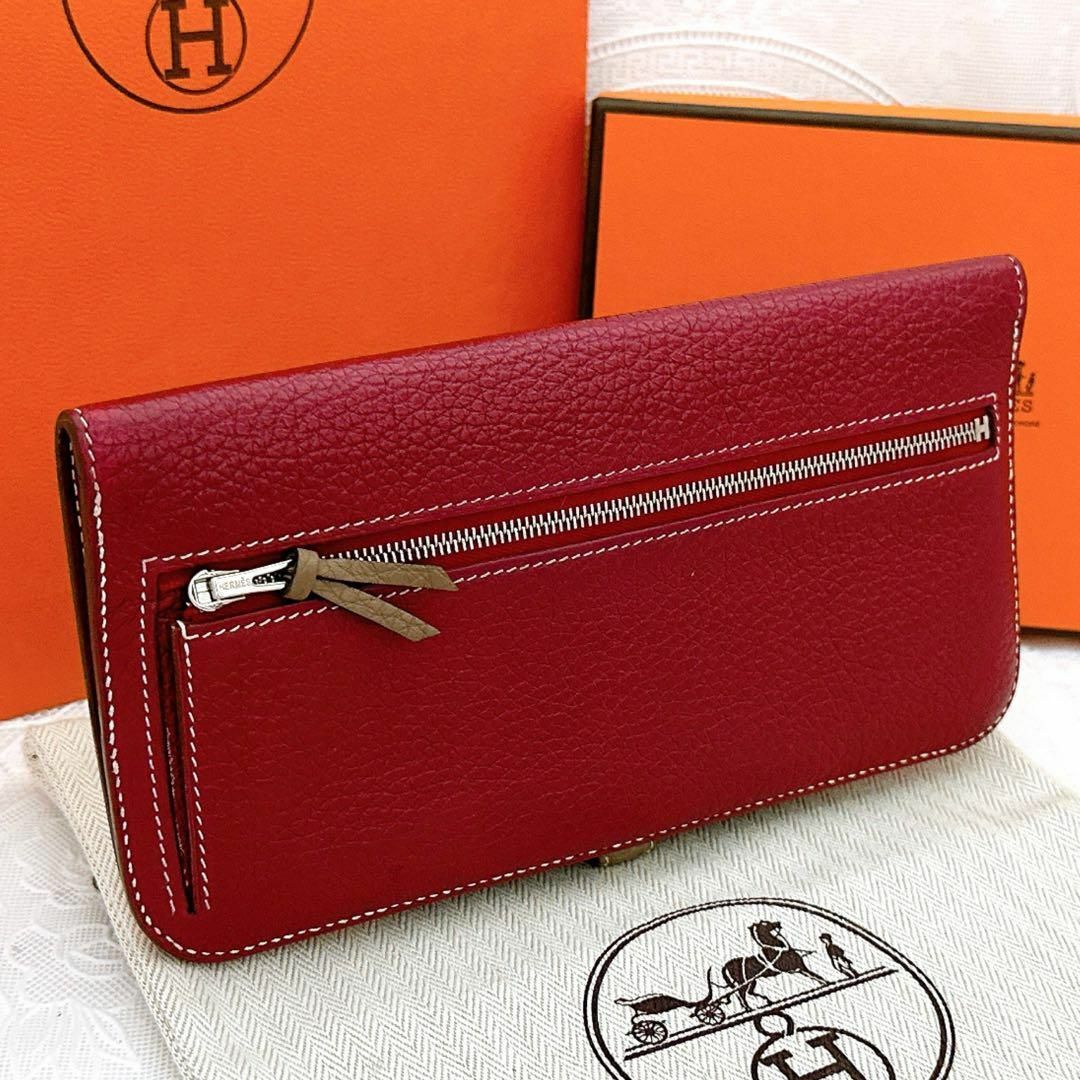 Hermes エルメス ドゴンロング 長財布 赤 レッド ドゴン