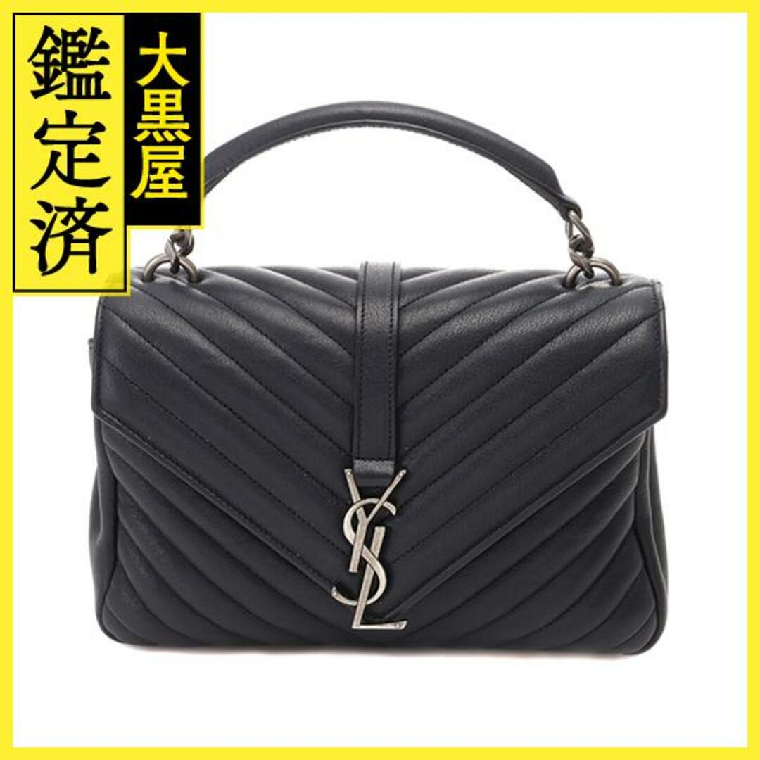 SAINT LAURENT - サンローラン カレッジ2wayショルダー ネイビー レザー【430】