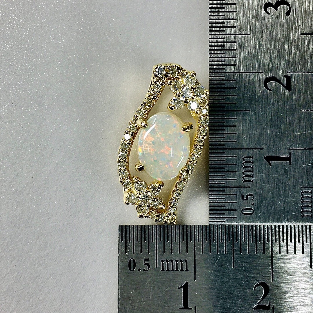 K18 オパールダイヤモンド ペンダント 18金 レディースのアクセサリー(ネックレス)の商品写真