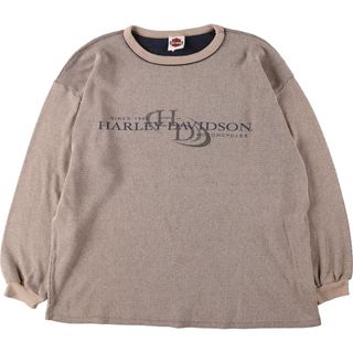 ハーレーダビッドソン(Harley Davidson)の古着 ハーレーダビッドソン Harley-Davidson 両面プリント サーマルロングTシャツ USA製 メンズXL /eaa369004(Tシャツ/カットソー(半袖/袖なし))