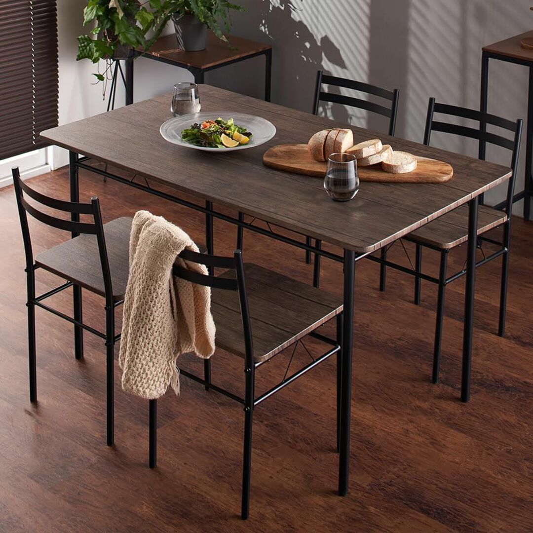 【色: ブラウン】アイリスプラザ ダイニングテーブル 4人用 5点セット 食卓