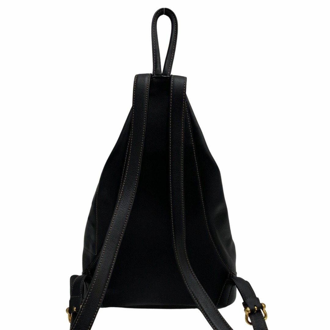 極 美品 希少品 LOEWE ロエベ アナグラム ロゴ 金具 レザー 本革 リュックサック デイバッグ バッグパック ブラック 黒 96706