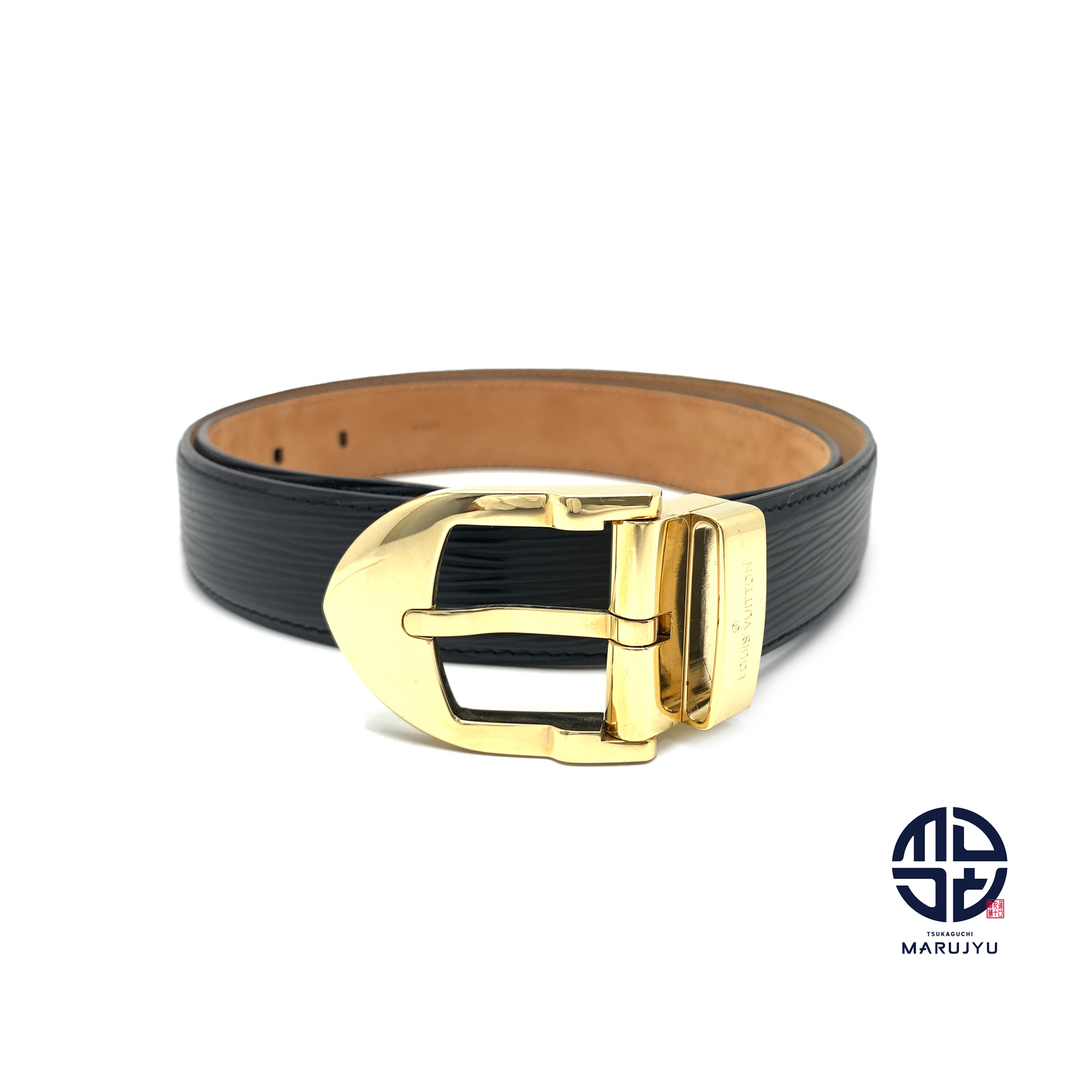 LOUIS VUITTON Ceinture Classic Belt Epi Leather Black Silver M6833