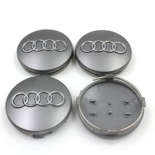 アウディ(AUDI)の【4個】アウディ　ホイールセンターキャップ　銀　60mm(車外アクセサリ)