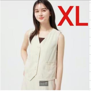 ジーユー(GU)のXL 　ナチュラル　リネンブレンドコンパクトベスト　ユニクロ　ZARA H&M(ベスト/ジレ)