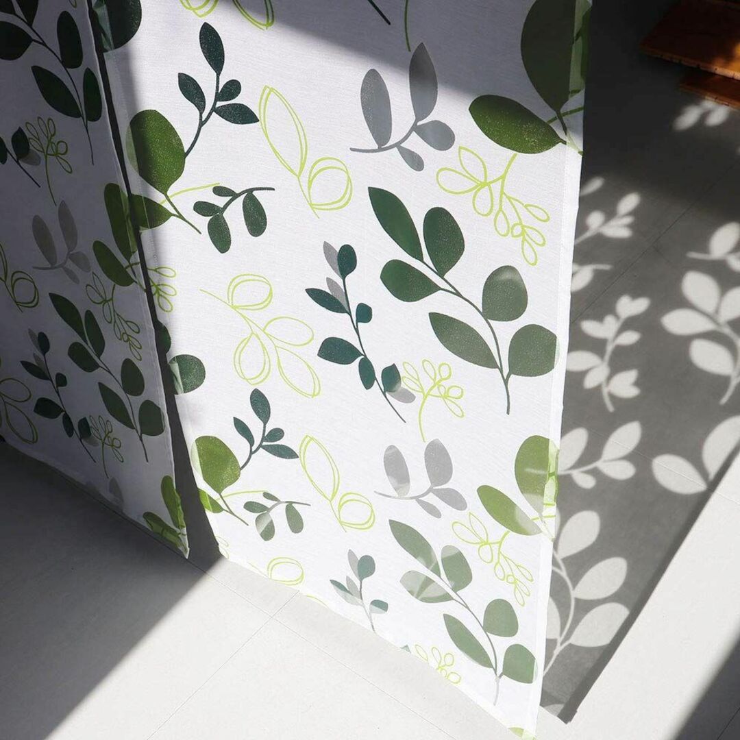 SunnyDayFabric のれん オパール暖簾 リーフ 葉 グリーン 約幅8の通販 ...