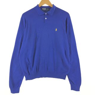 ラルフローレン(Ralph Lauren)の古着 90年代 ラルフローレン Ralph Lauren POLO by Ralph Lauren 襟付き ハーフボタン コットンニットセーター メンズL ヴィンテージ /eaa357832(ニット/セーター)