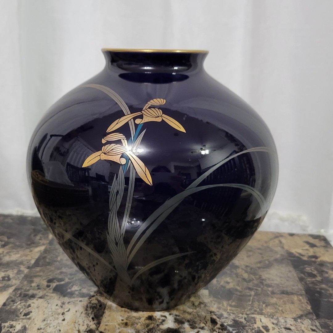 花瓶 ガラス 金彩 レトロ アンティーク 植物