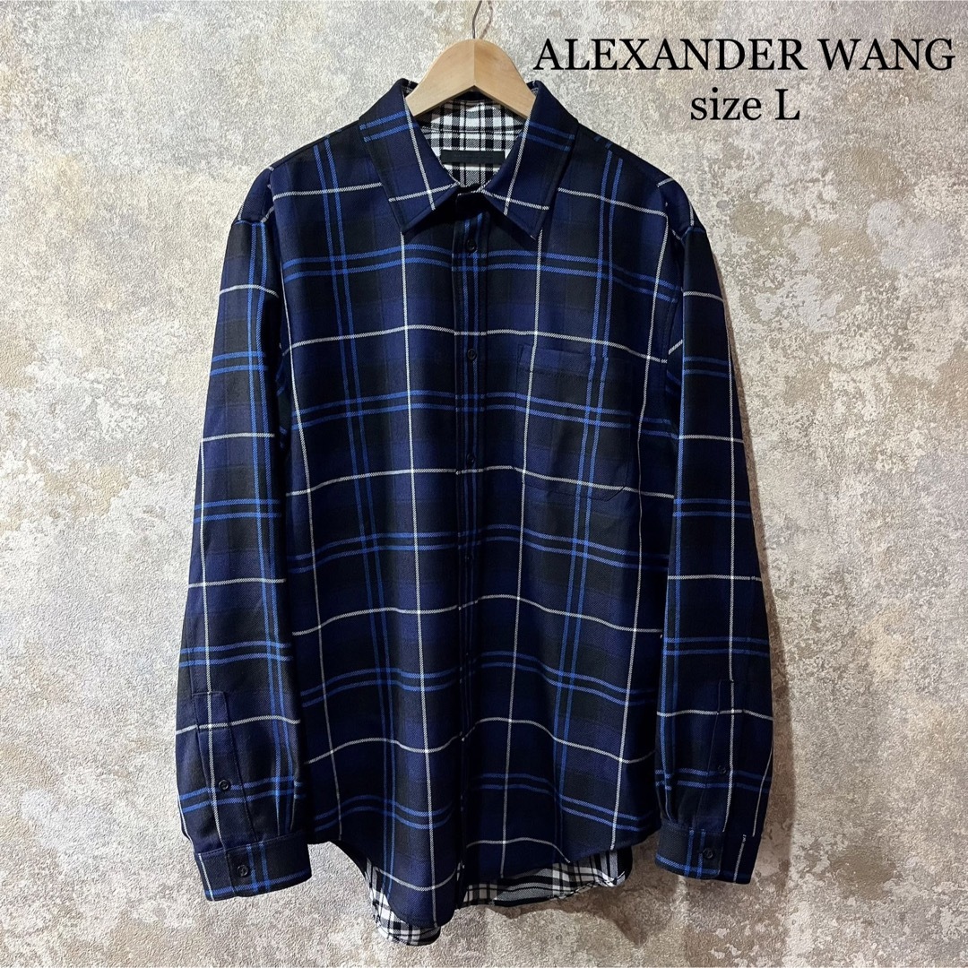 自身にて路面店で購入アレキサンダーワン シャツジャケット XL オーバーサイズ ブルー 定価8万