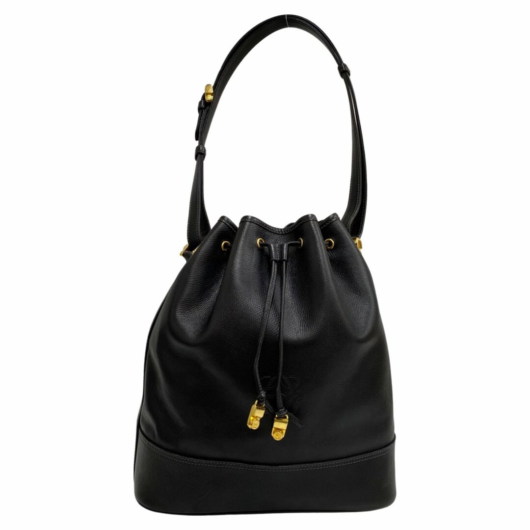 極美品 LOEWE ロエベ アナグラム ロゴ 金具 レザー 本革 巾着