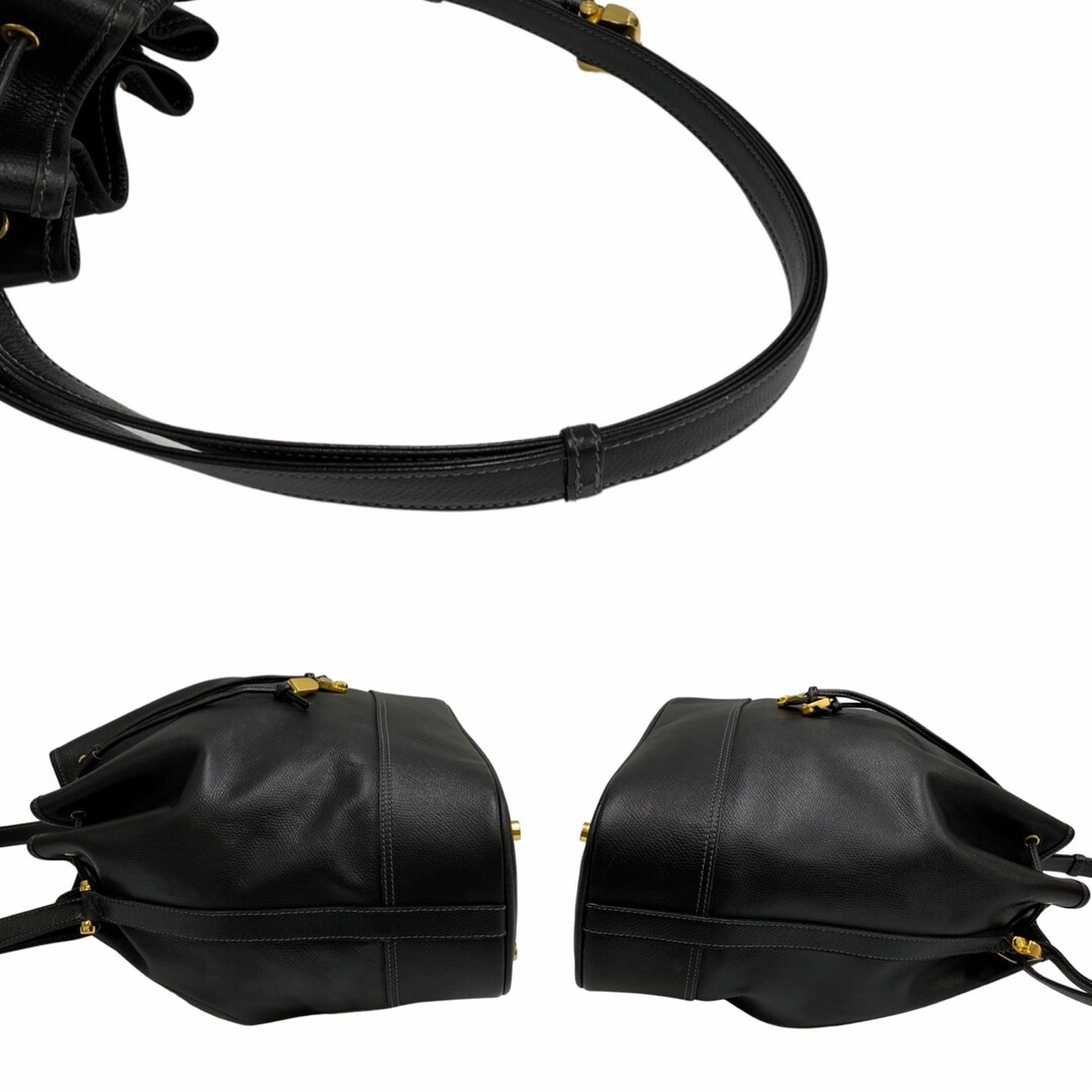 極美品 LOEWE ロエベ アナグラム ロゴ 金具 レザー 本革 巾着