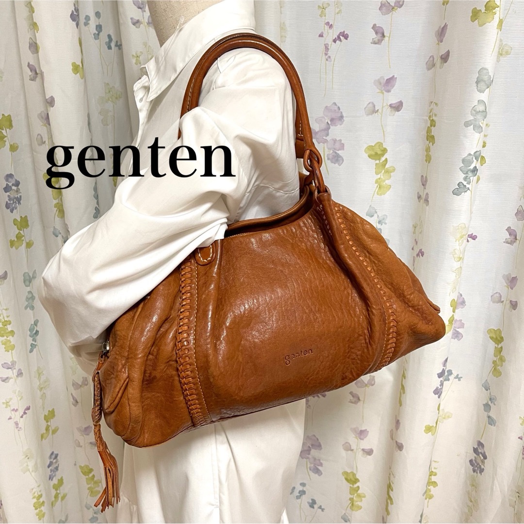 【美品】 genten ゲンテン ミニボストンバッグ ブラウン