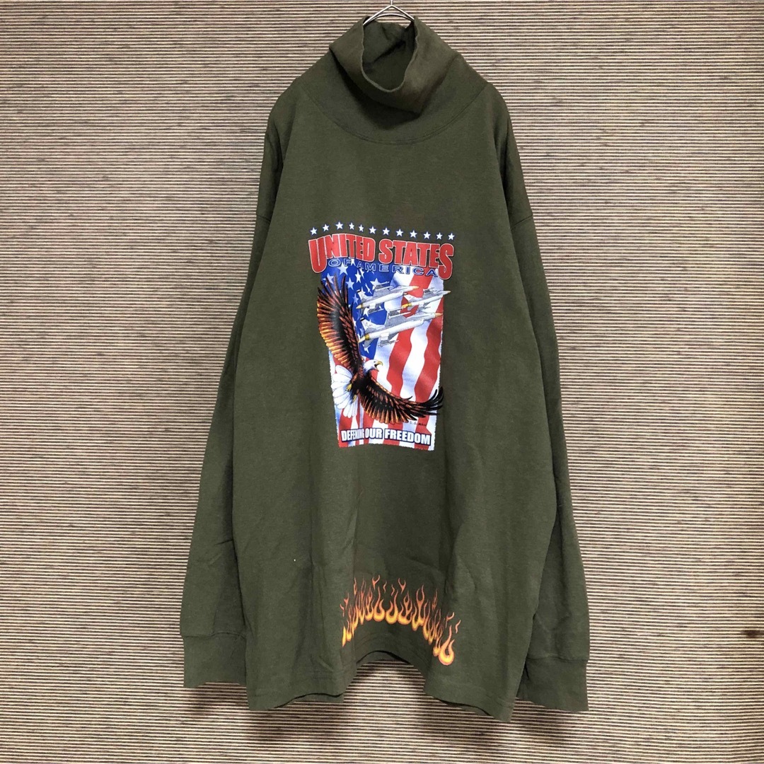 モックネック】長袖TシャツロンT 戦闘機 USA製 ワシ アニマル カーキー ... モックネック】長袖TシャツロンT 戦闘機 USA製 ワシ アニマル カーキー71