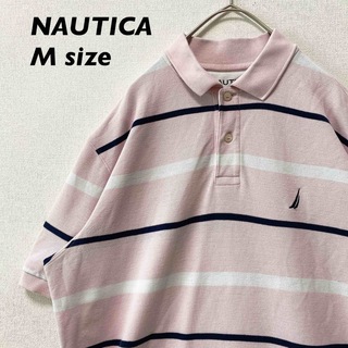 ノーティカ(NAUTICA)のノーティカ　半袖ポロシャツ　ラガー　ボーダー　刺繍ロゴ　男女兼用　Mサイズ(ポロシャツ)