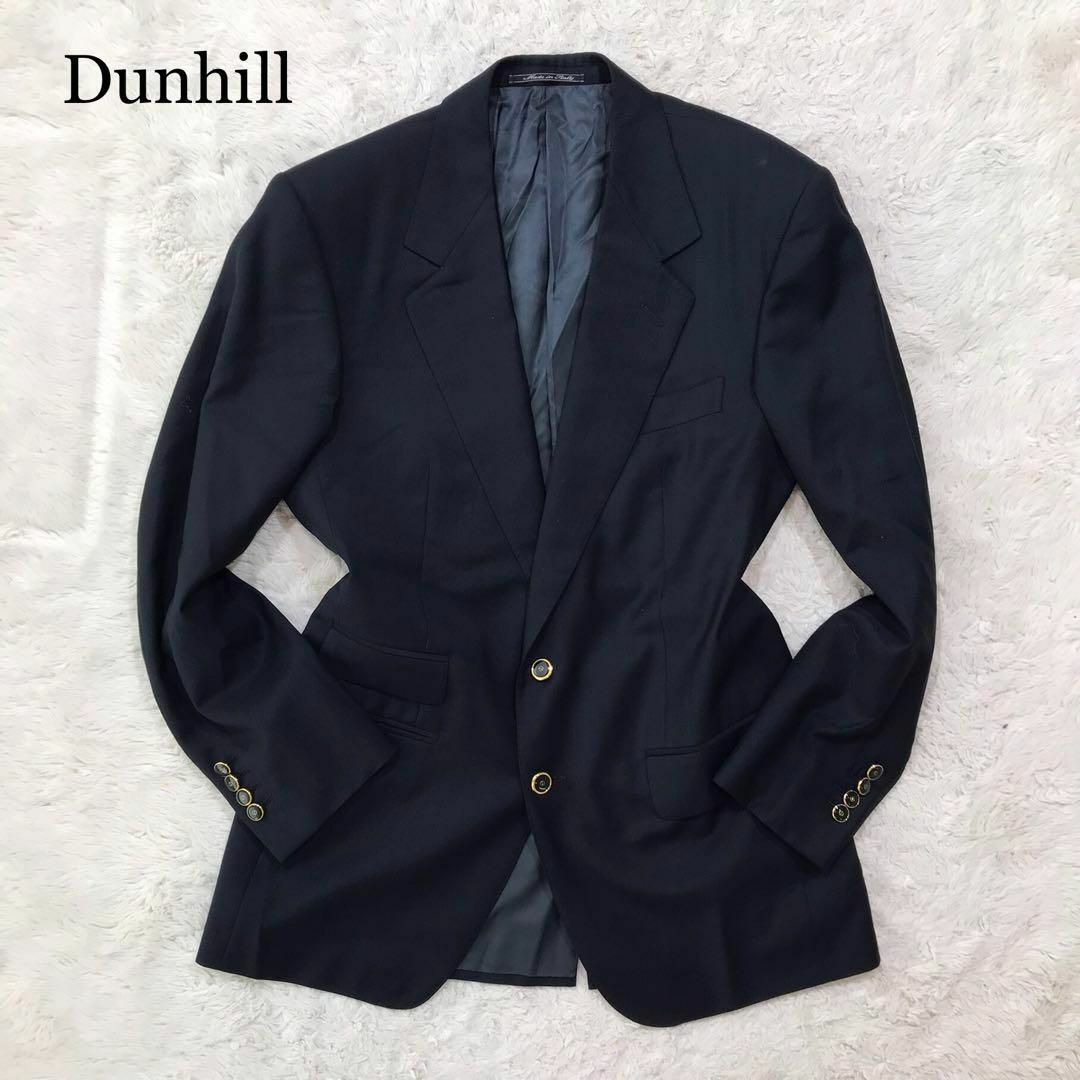 Dunhill ダンヒル 紺ブレ テーラードジャケット ロゴボタン 金ボタン M