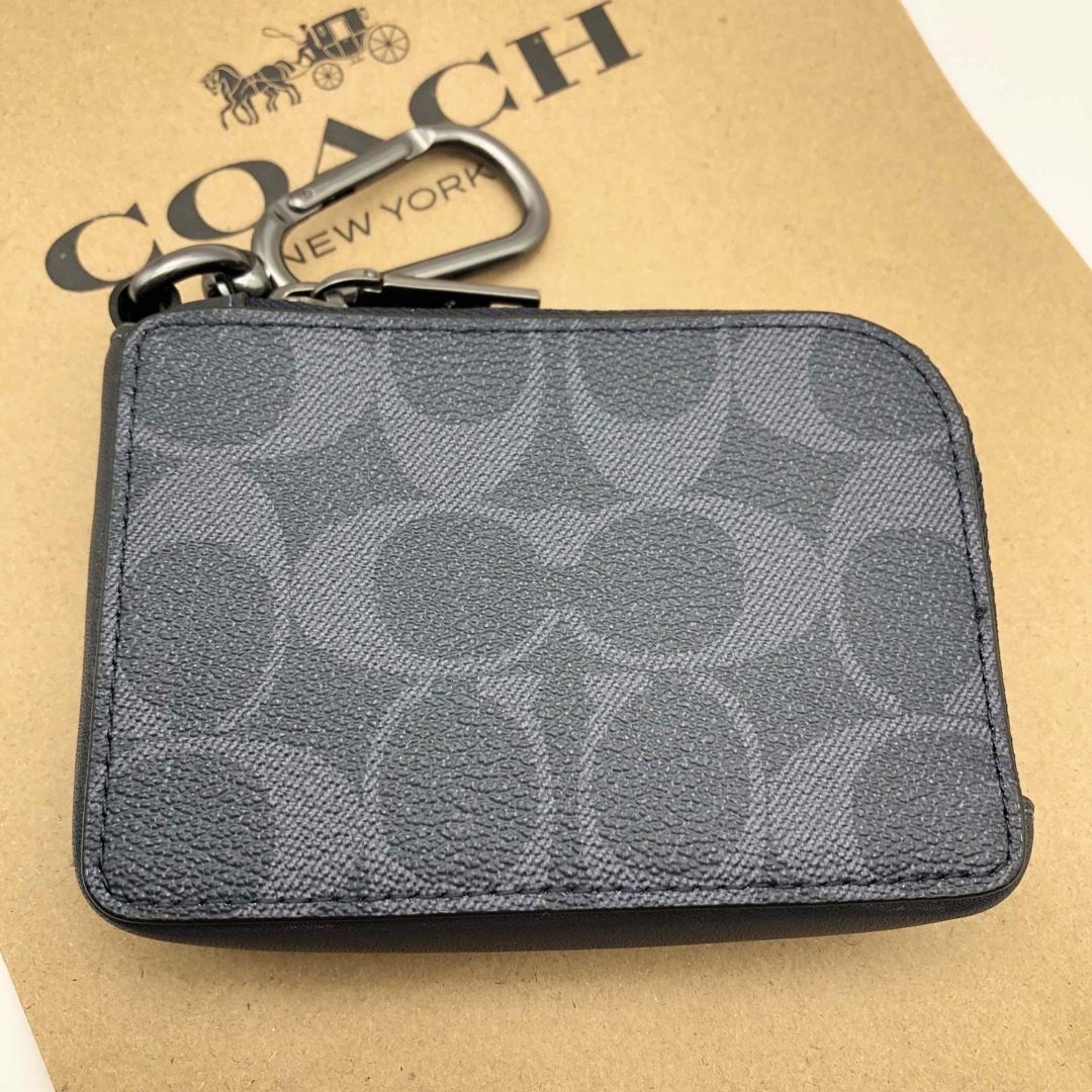 【COACH☆新品】デニム! Lジップ キー ケース シグネチャー キャンバス!