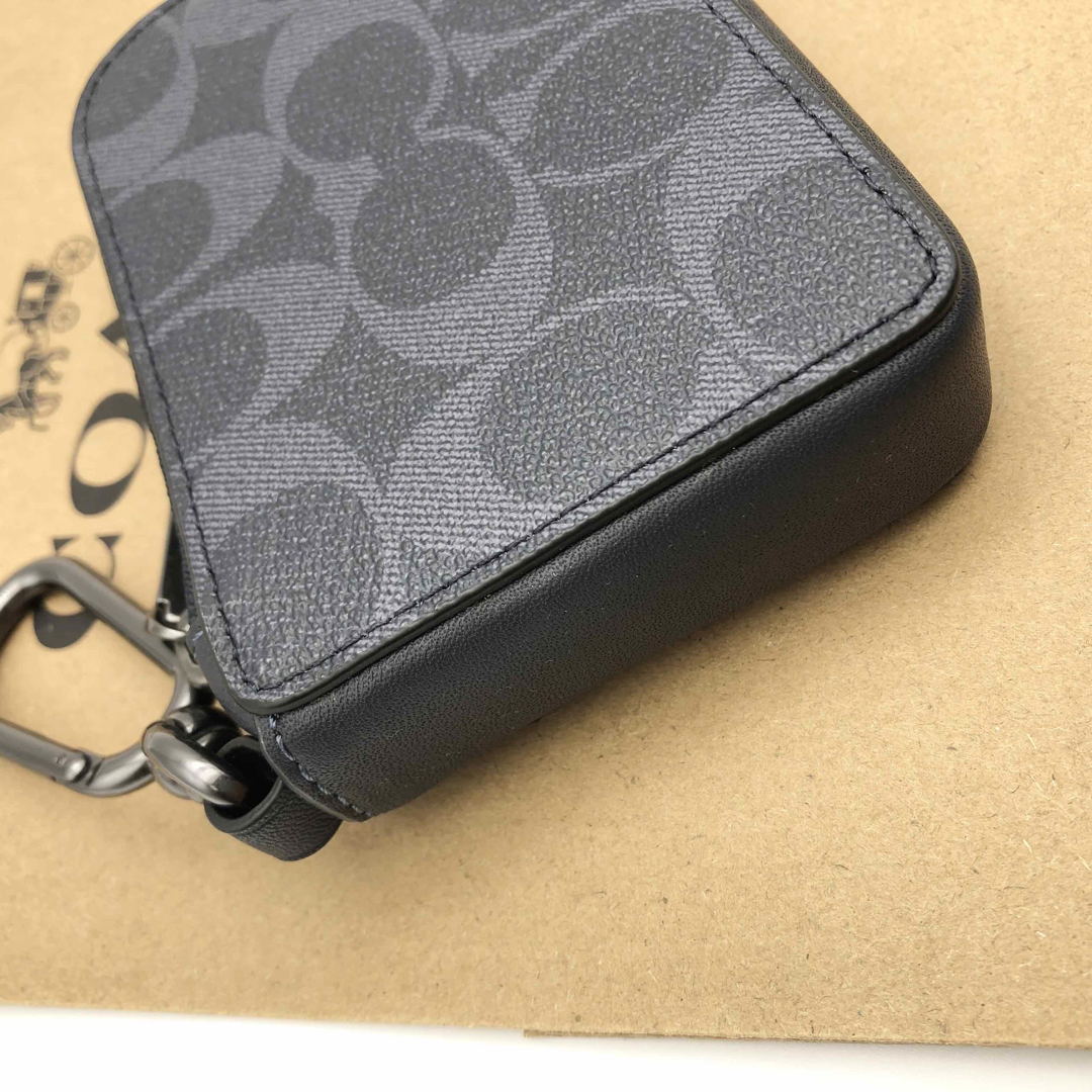 【COACH☆新品】デニム! Lジップ キー ケース シグネチャー キャンバス!