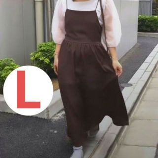 しまむら×Nuel.ap retroバックドロストキャミワンピース　ブラウン　L(ロングワンピース/マキシワンピース)